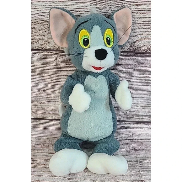 Hanna Barbera Tom & Jerry Plush Tom Cat Stuffed Animal Beanbag Gray 2002 10" - Picture 1 of 5